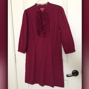 Burgundy ELLE Tunic with Ruffled Front